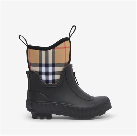 burberry vintage check neoprene and rubber rain boots|Burberry Check neoprene rain boots.